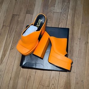 EGO Square Peep Toe Platform Block Heel